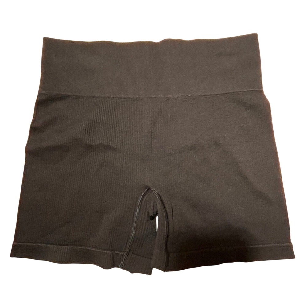 Colsie Black Ribbed Seamless High Rise Shortie Bike Shorts Sz LG